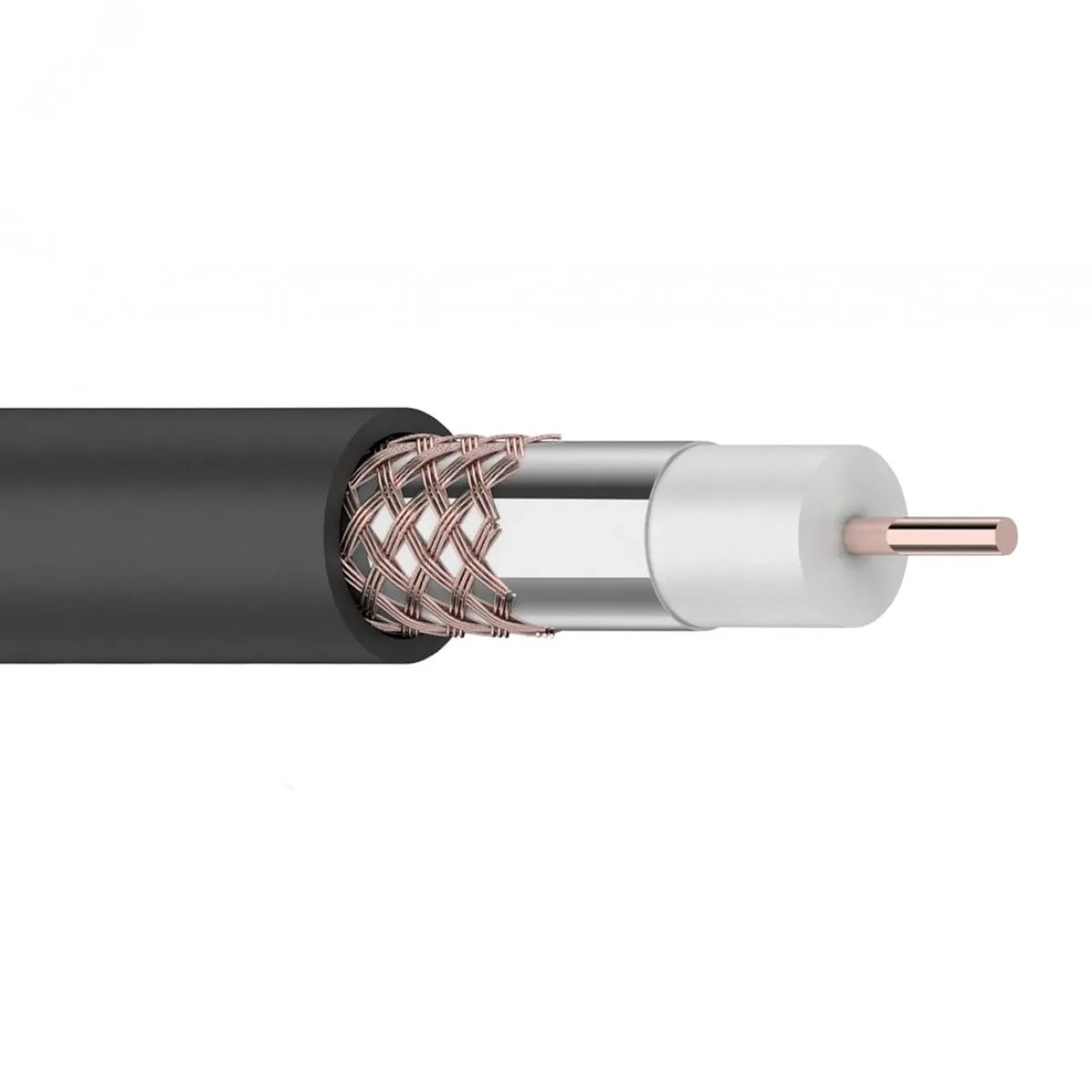 Кабель коаксиальный RG-6U, 75Ом, Cu/Al/Cu, 64%, 100м, OUTDOOR, черный