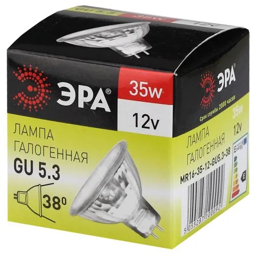 Лампа галогенная GU5.3-MR16-35W-12V-Cl ЭРА C0027355