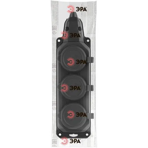 Колодка удлинителя 3-м с заземл. 16А IP44 K-3e-B-IP44 каучук черн. Б0044545