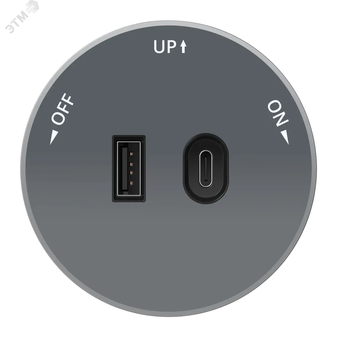 MultiTrack Розетка 2хUSB (тип А+С) 18Вт, 5В/3А Графит MTK13003G
