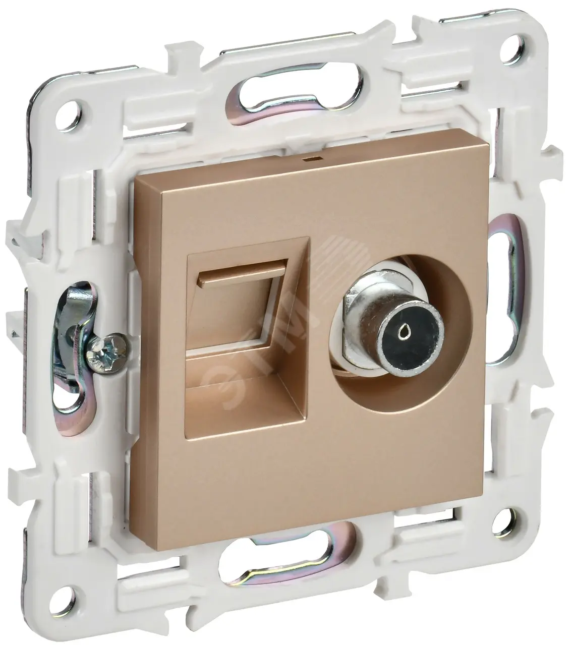 SKANDY Розетка двойная TV+RJ45 кат.5E SK-A14Sa песочный IEK SK-AK20-1-K98