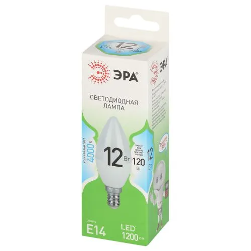 Лампа светодиодная LED 12 Вт 1200Лм 4000К свеча нейтральный E14 220-240В LED B35-12W-840-E14 Green Line Б0067140