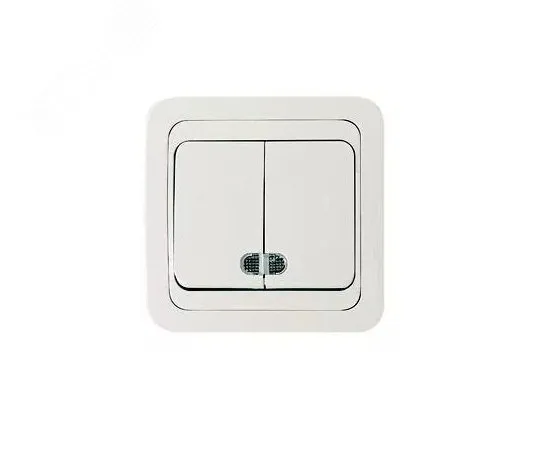 Выключатель 2-кл. СП Mimoza 10А IP20 с подсветкой бел./бел. 12023