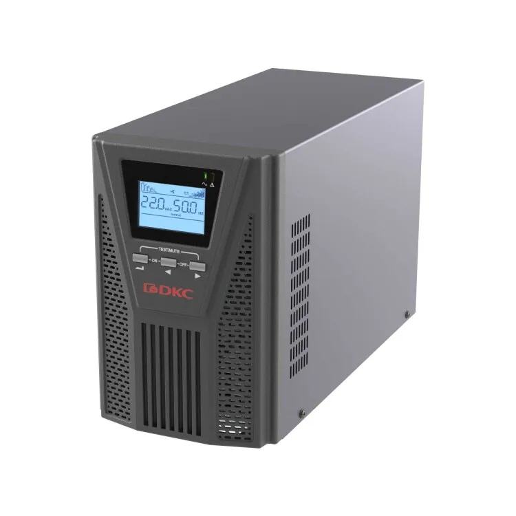 Онлайн ИБП ДКС серии Small Tower, 1000 ВА/900 Вт, 1/1, 2xSchuko, EPO, USB, RS-232, RJ45, без АКБ, 7 Ач SMALLT1A0PS
