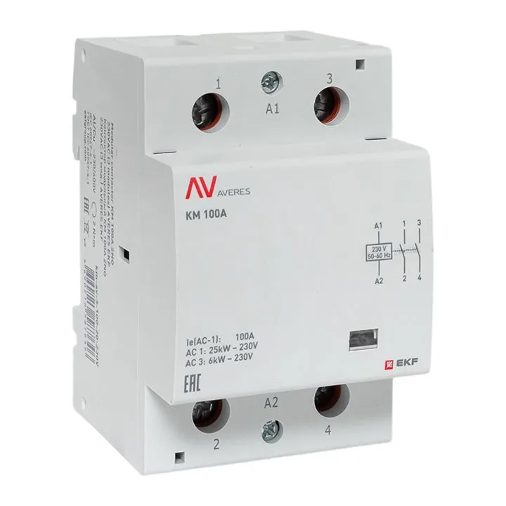 Контактор модульный КМ 100А 2NО 230VAC (3 мод.) AVERES EKF