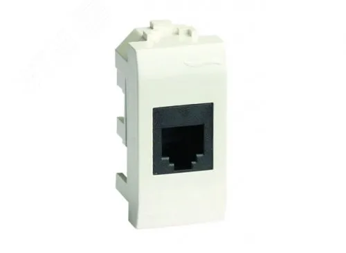 Розетка компьютерная RJ45 категория 6 экран Brava белая 1 модуль 76668B
