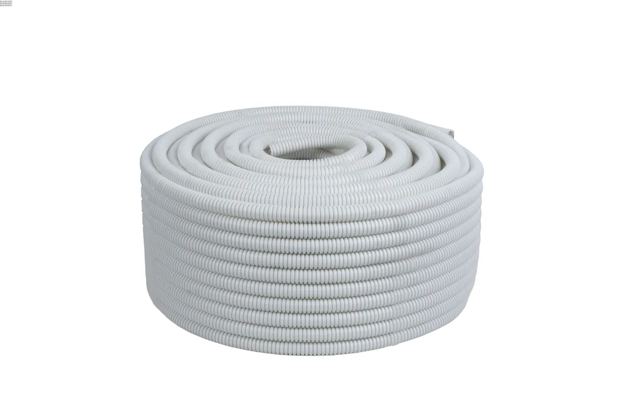 Труба гофр. ПВХ с протяжкой d16 мм (100 м) белая Plast tg-z-16-100-white