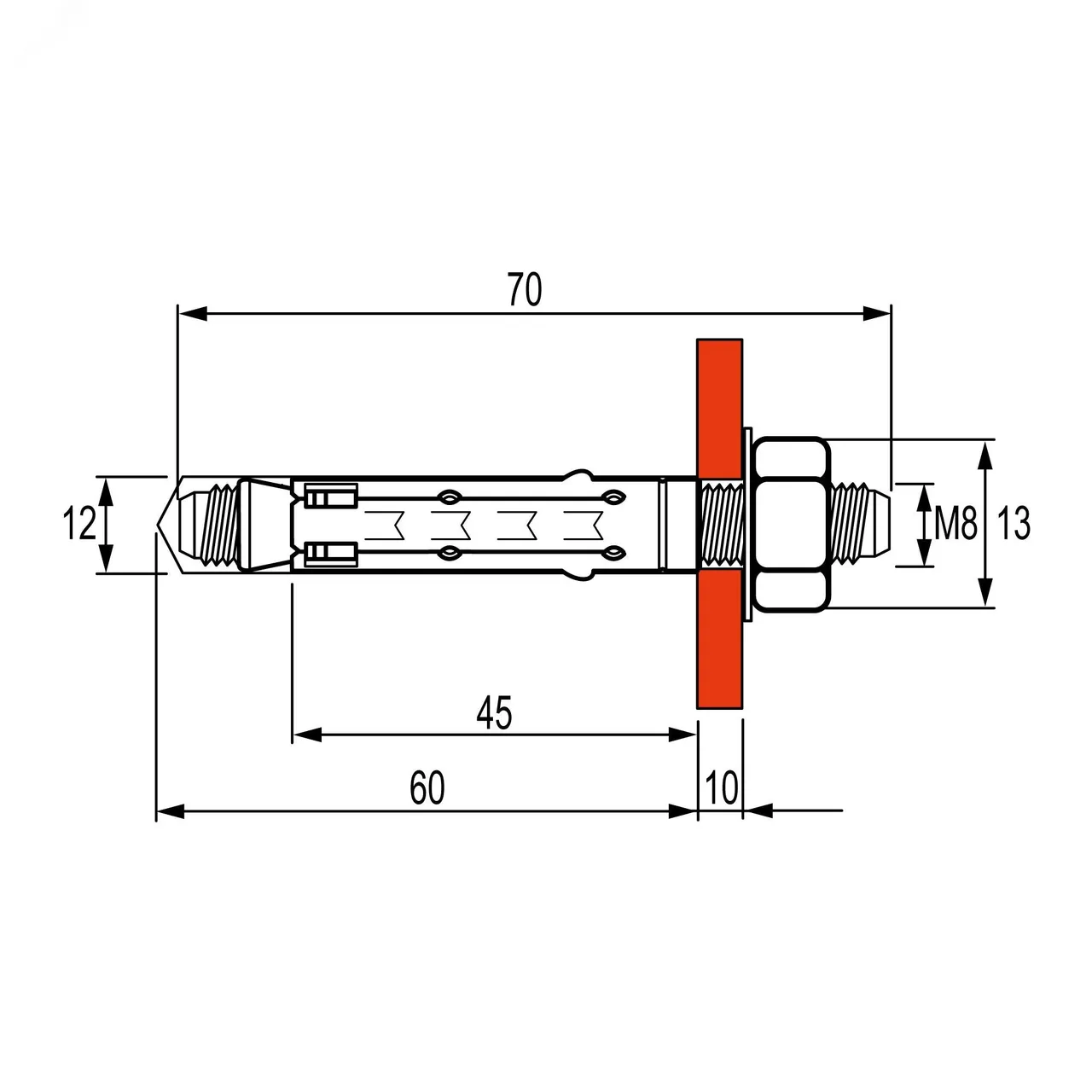 Анкер забивной М8 со шпилькой  CM440850