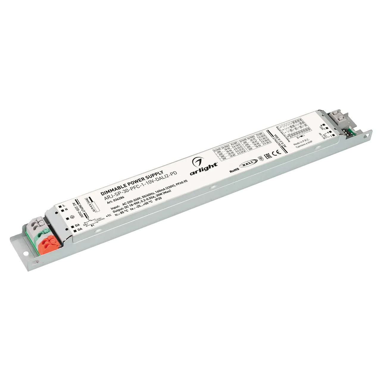 Блок питания ARJ-SP-30-PFC-1-10V-DALI2-PD (30W, 18-90V, 0.2-0.55A) 036286