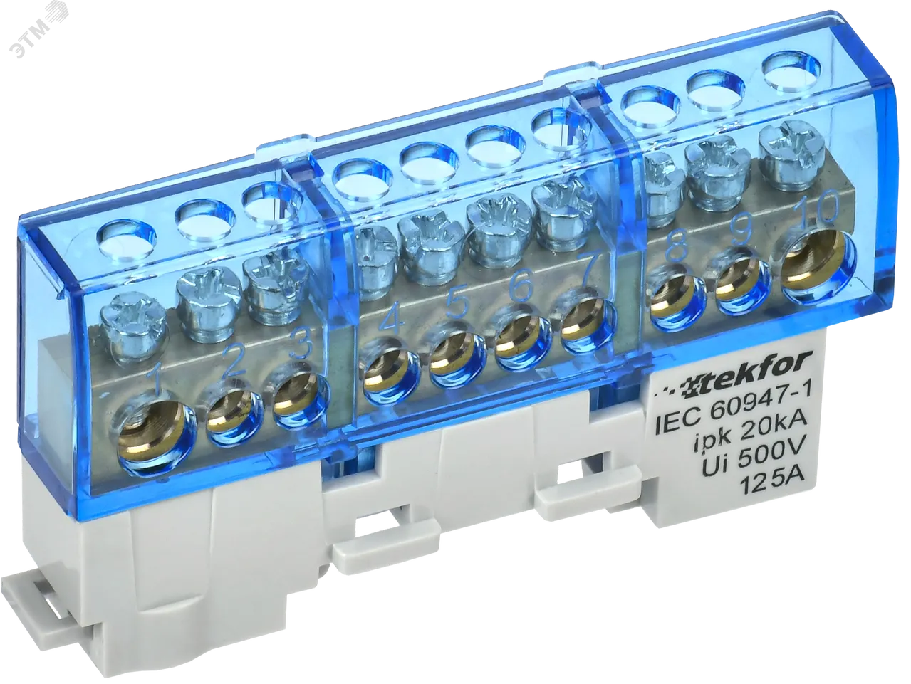 TEKFOR Шина N ноль изолированная на универсальном держателе 8х12-10-С IEK TF-NN20-10-KL-K07
