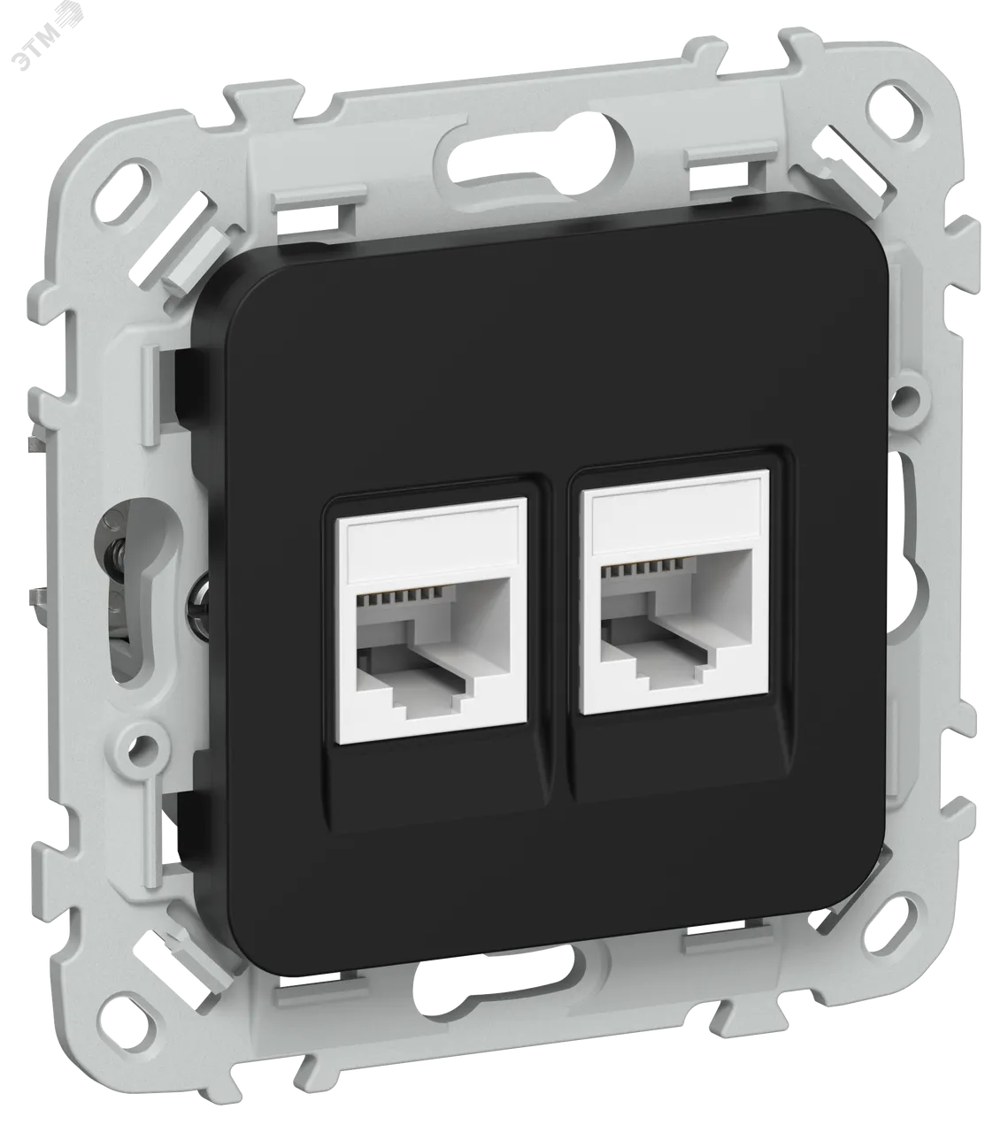 FLITE Розетка 2-местная RJ45/RJ11 категория 5Е/3 UTP РКТ5е/3-2-0-ФлЧ черный IEK FI-KT22-1-K02
