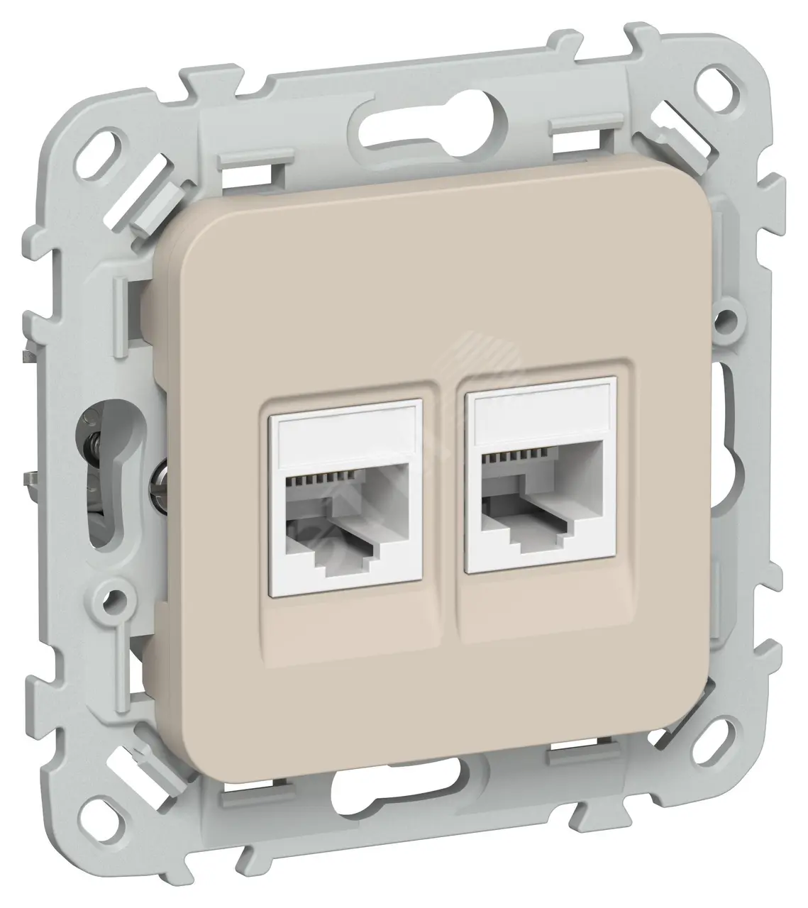 FLITE Розетка 2-местная компьютерная RJ45 категория 5Е UTP РК5е-2-0-ФлЛ льняной IEK FI-K22-1-K88