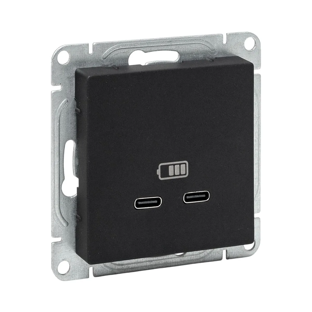 Механизм розетки USB-C - 2шт, ч-рный Эпика EKF UP1-SOB-2USBC