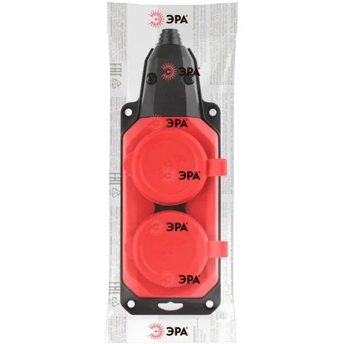 Колодка удлинителя 2-м с заземл. 16А IP44 K-2e-RED-IP44 каучук красн. Б0044551
