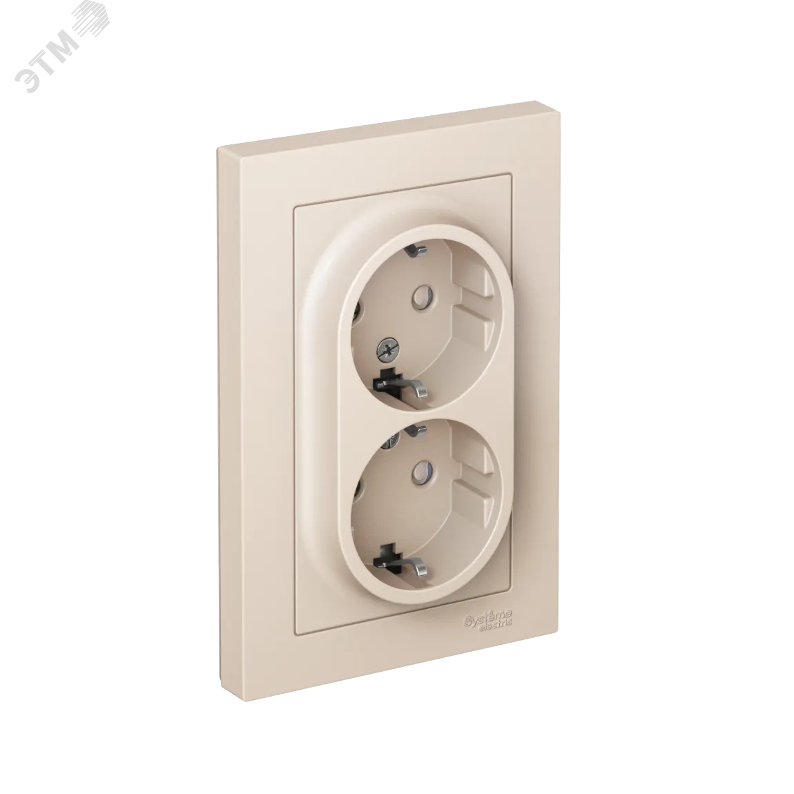 Розетка 2-м СП AtlasDesign 16А IP20 с заземл. защ. шторки в сборе беж. SE ATN000226