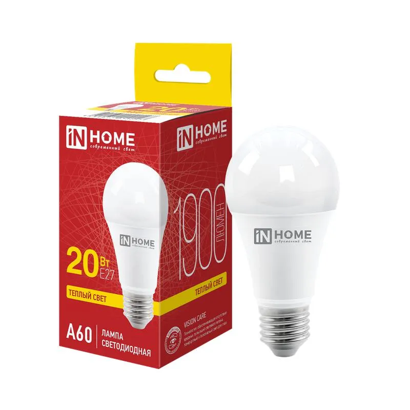Лампа светодиодная LED-A60-VC 20Вт грушевидная 3000К тепл. бел. E27 1900лм 230В 4690612020297