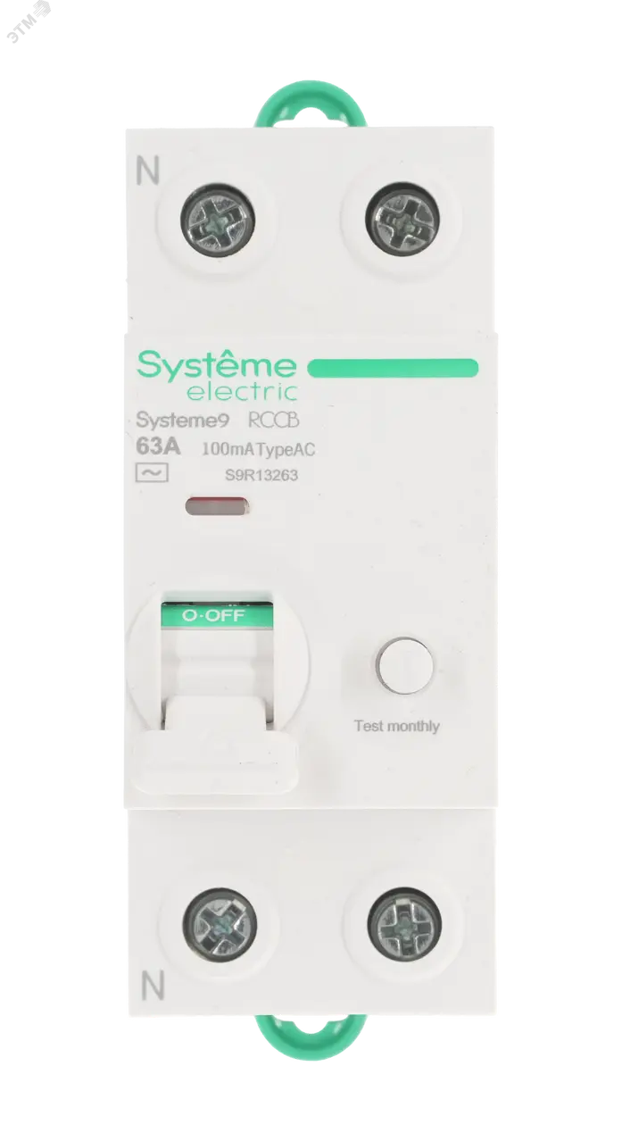 Выключатель дифференциального тока (ВДТ) 63A 2P 100мА Тип-AC 230В Systeme9 S9R13263