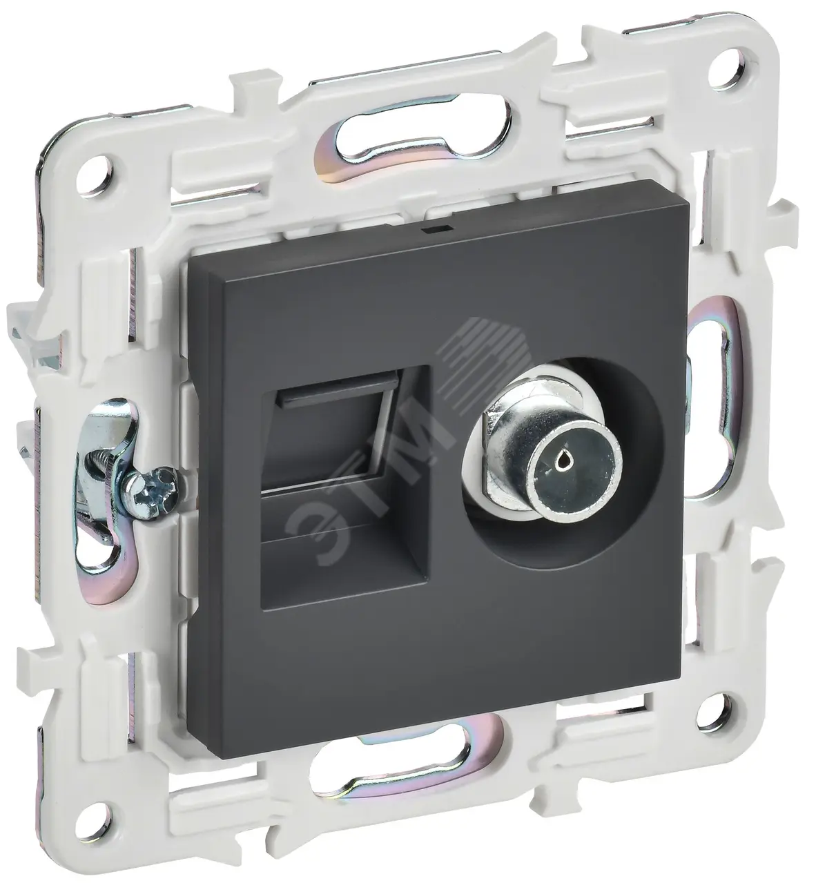 SKANDY Розетка двойная TV+RJ45 кат.5E SK-A14T титан IEK SK-AK20-1-K48