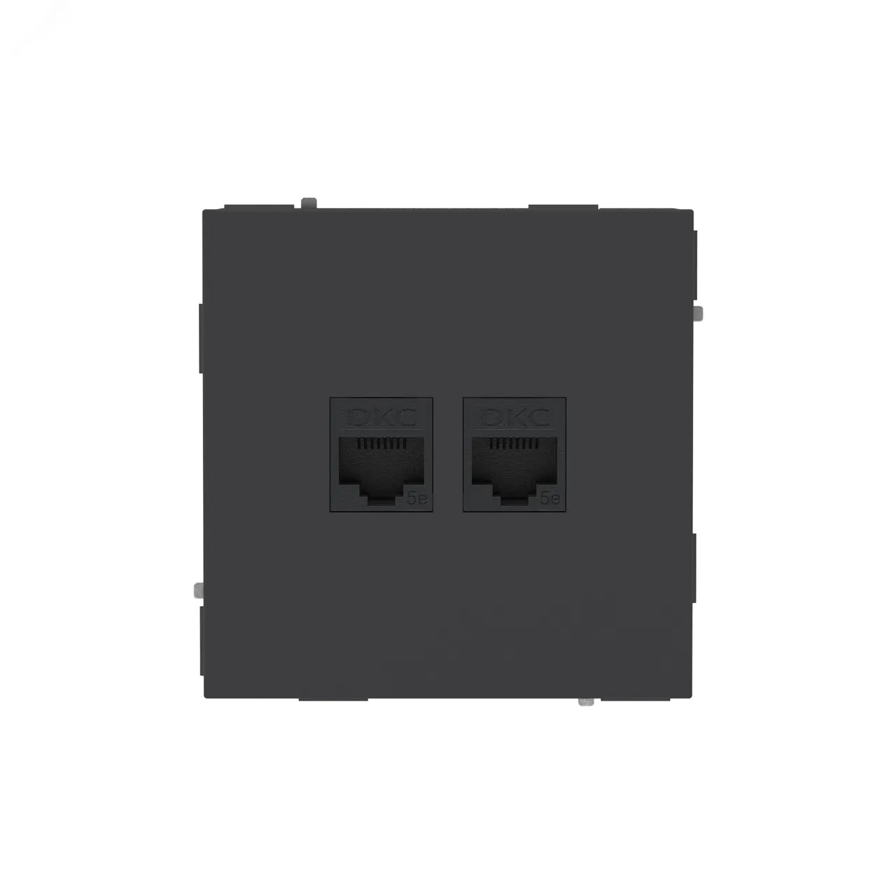 Компьютерная розетка RJ-45 без шторки, кат.5е двойная, KANT, черный уголь 7012664