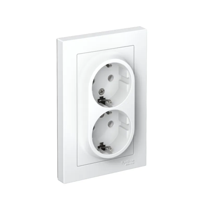 Розетка 2-м СП AtlasDesign 16А IP20 с заземл. в сборе бел. SE ATN000124