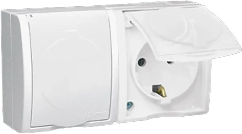 Розетка 2-м ОП 5 16А IP54 250В с заземл. с крышкой винт. клеммы бел. 1594433-030