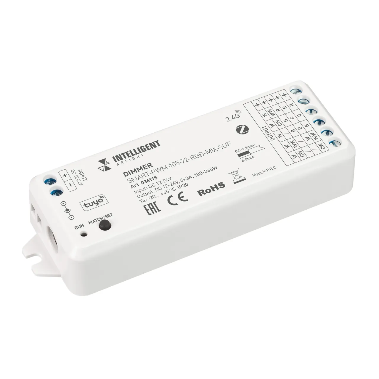 INTELLIGENT ARLIGHT Диммер SMART-PWM-105-72-RGB-MIX-SUF (12-24V, 5x3A, ZB, 2.4G) 036115