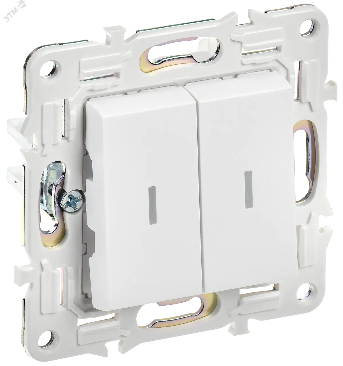 SKANDY Выключатель 2-клавишный проходной с индикацией 10А SK-V10W арктический белый IEK SK-V22-1-10-K01