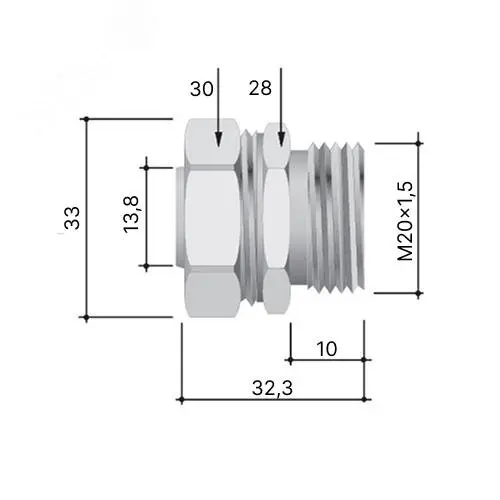 Муфта металлорукав-коробка DN 15,М20х1,5 наружная резьба 6014-20A