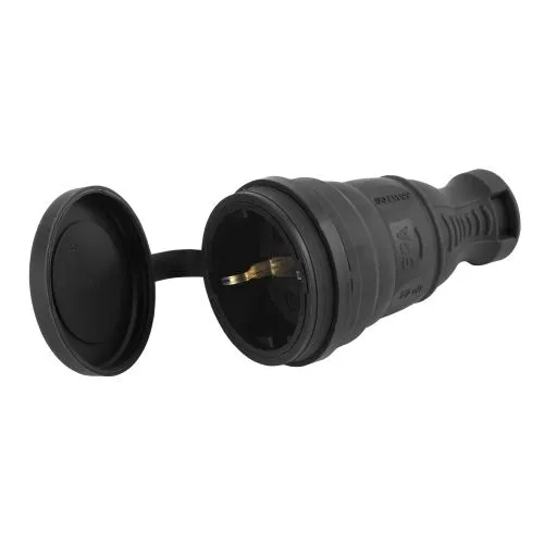 Разъем каучуковый с заземл. прям. 16А IP44 черн. Б0044541