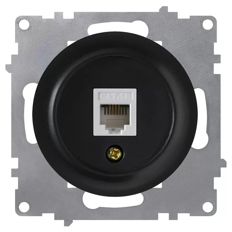 Розетка компьютерная 1-м СП Florence RJ45 кат.5E механизм черн. (1E20701303) 2172816