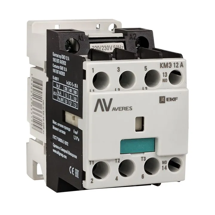 Контактор КМЭ 12А 1NO 230В АС AVERES ctr-s-12-10-230-av