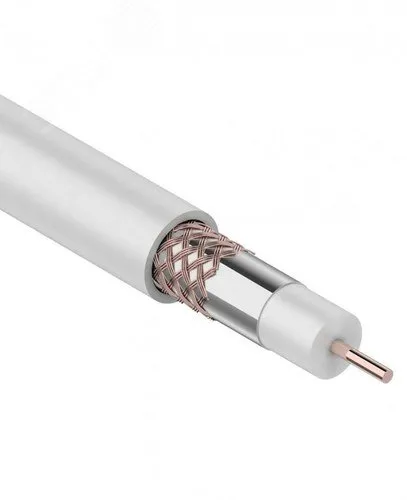 Кабель коаксиальный RG-6U, 75Ом, Cu/Al/Cu, 75%, 100м, INDOOR, белый