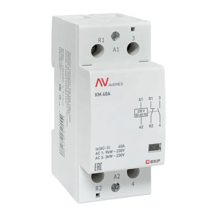 Контактор модульный КМ 40А 1NC+1NO 230VAC (2 мод.) AVERES EKF