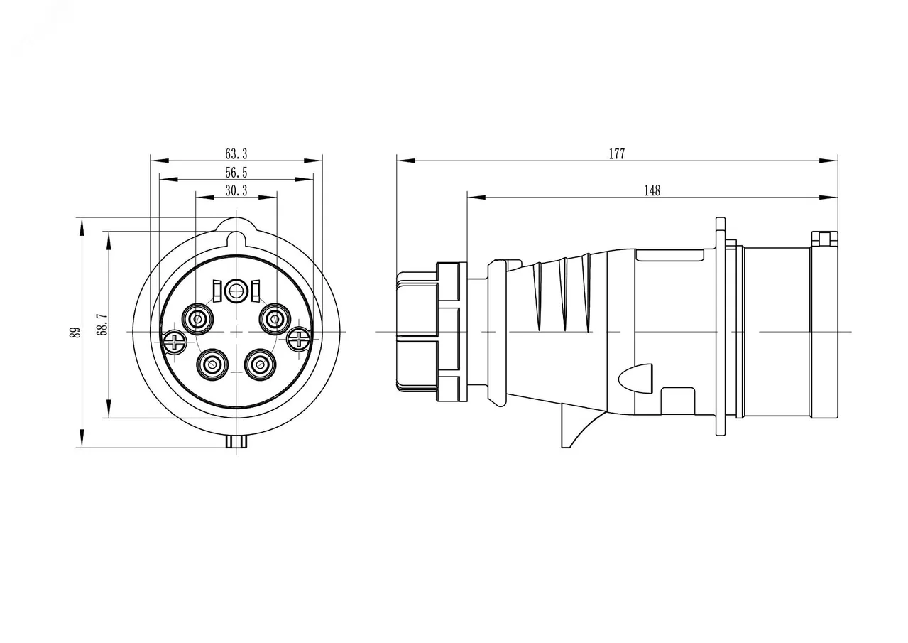 Вилка кабельная IP44 32A 3P+E+N 400V DIS2133237