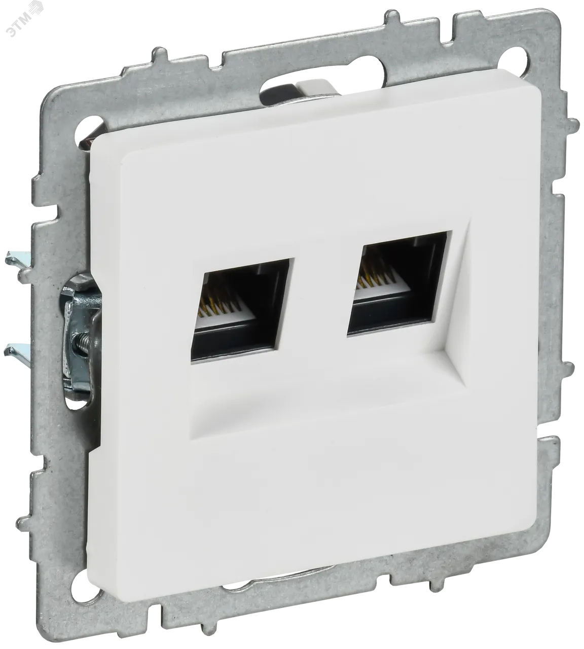 BRITE Розетка компьютерная двойная кат.5E RJ45 РК10-2-БрАБ арктический белый IEK BR-K20-1-K91