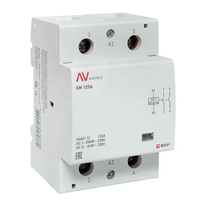 Контактор модульный КМ 125А 2NО 230VAC (3 мод.) AVERES EKF