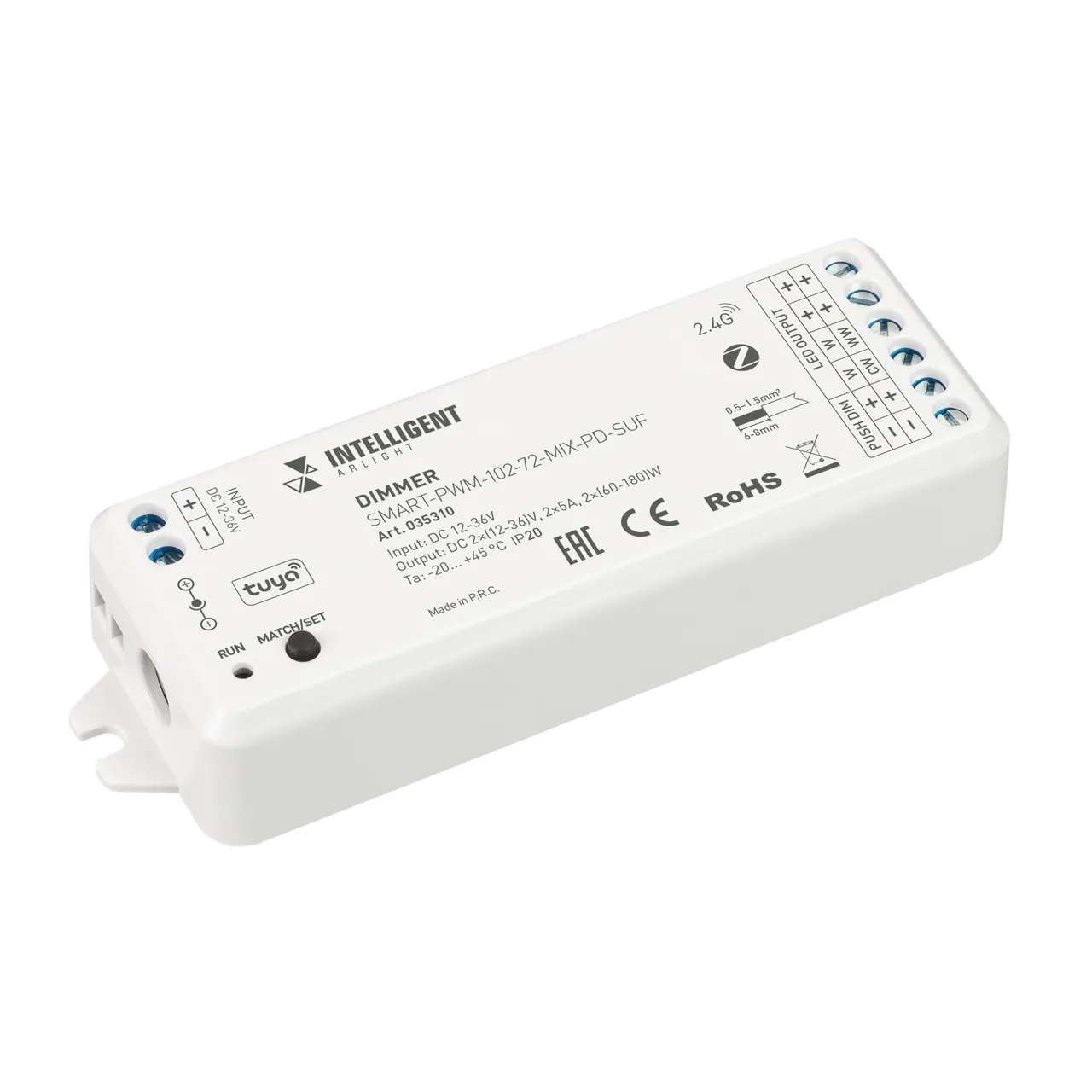 INTELLIGENT ARLIGHT Диммер SMART-PWM-102-72-MIX-PD-SUF (12-36V, 2x5A, ZB, 2.4G) 035310
