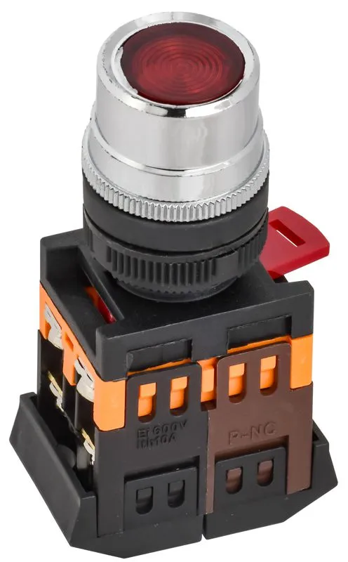 Кнопка ABLF-22 d22мм 1з+1р 240В неон красн. BBT10-ABLF-K04