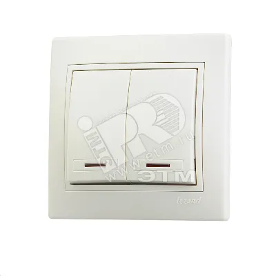 Выключатель 2-кл. СП Mira 10А IP20 с подсветкой со вставкой крем. 701-0303-112