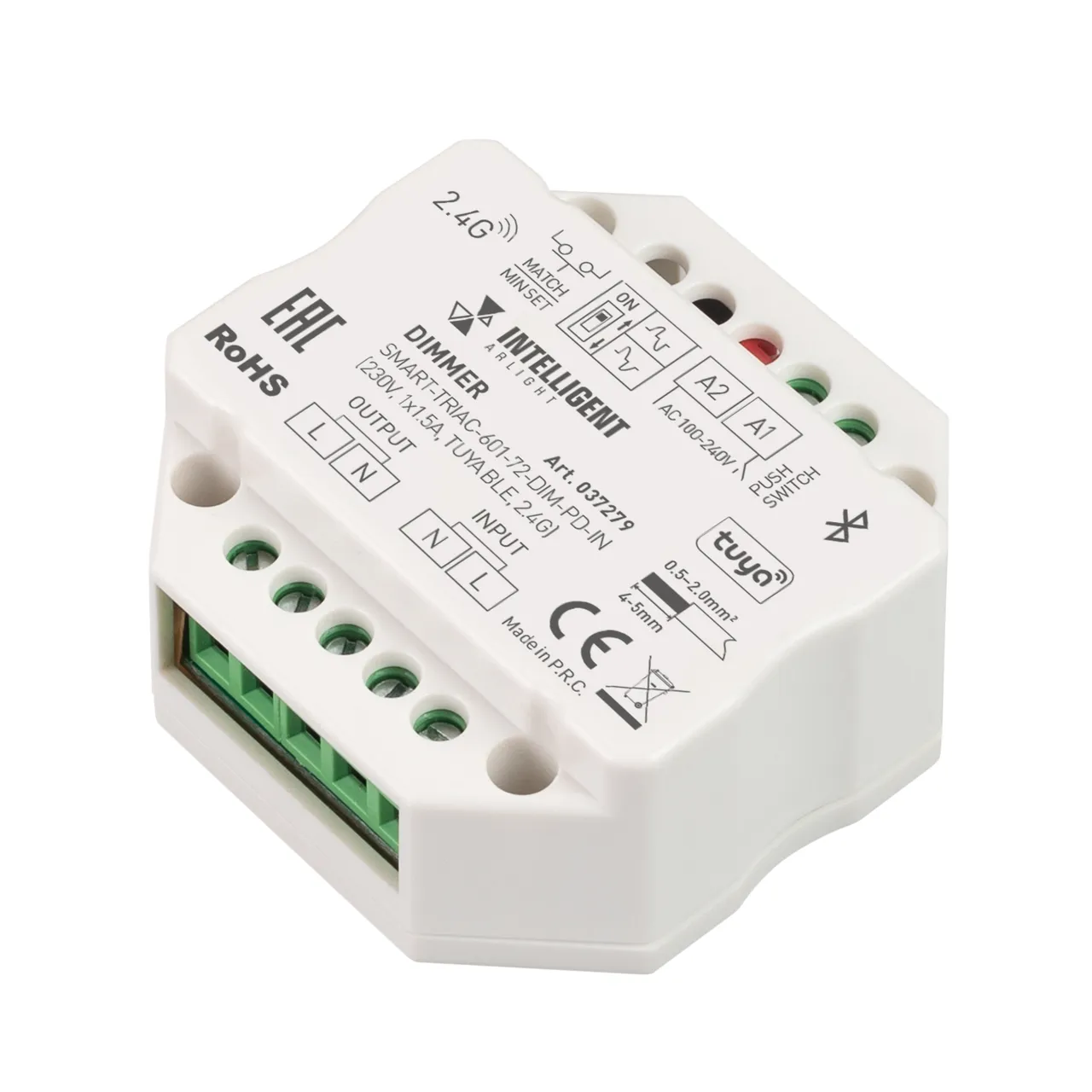 INTELLIGENT ARLIGHT Диммер SMART-TRIAC-601-72-DIM-PD-IN (230V, 1x1.5A, TUYA BLE, 2.4G) 037279