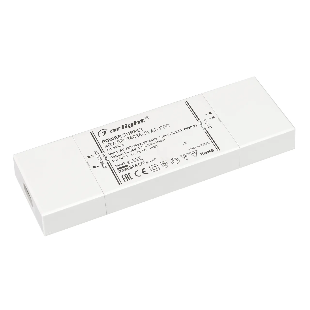 Блок питания ARV-SP-24036-FLAT-PFC (24V, 1.5A, 36W) 033260