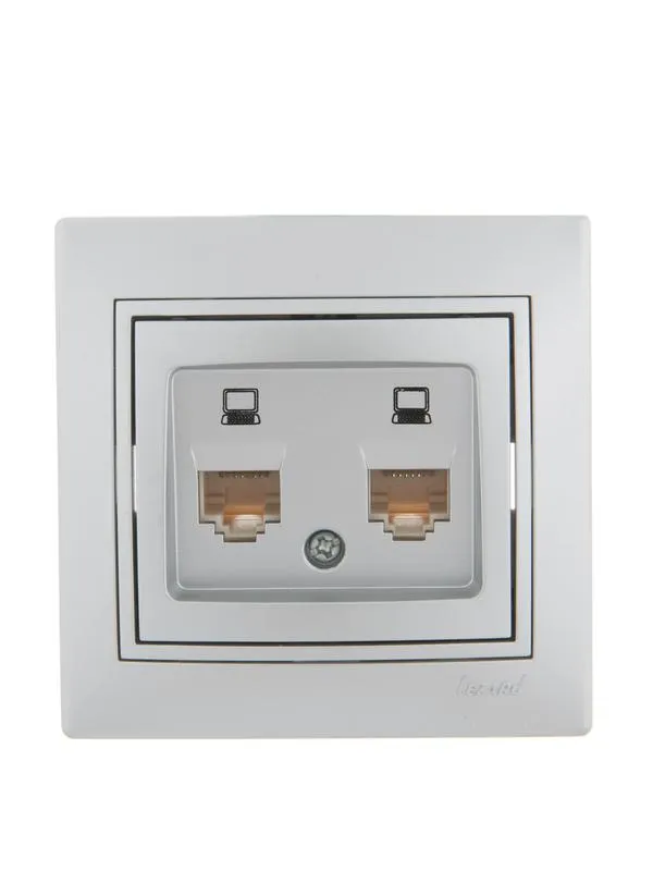 Розетка компьютерная 2-м СП Mira RJ45 сер. метал. 701-1010-141
