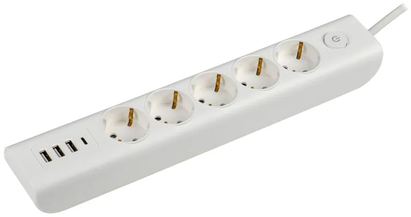 УДЛИНИТЕЛЬ 5Х2М С ЗАЗЕМЛ. 16А 250В MODERN У05В С ВЫКЛ. USBX4 (TYPE-AX3ШТ + TYPE-CX1ШТ) ПВС 3Х1 БЕЛ. WYP12-16-05-02-ZKU-K01