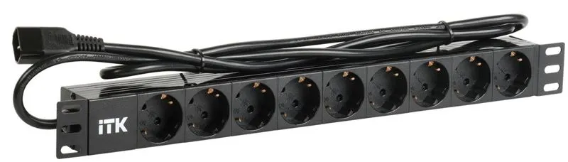 PDU 9 розеток нем. ст, 1U, шнур 2м вилка С14 ПВХ чер PH22-9D2-P