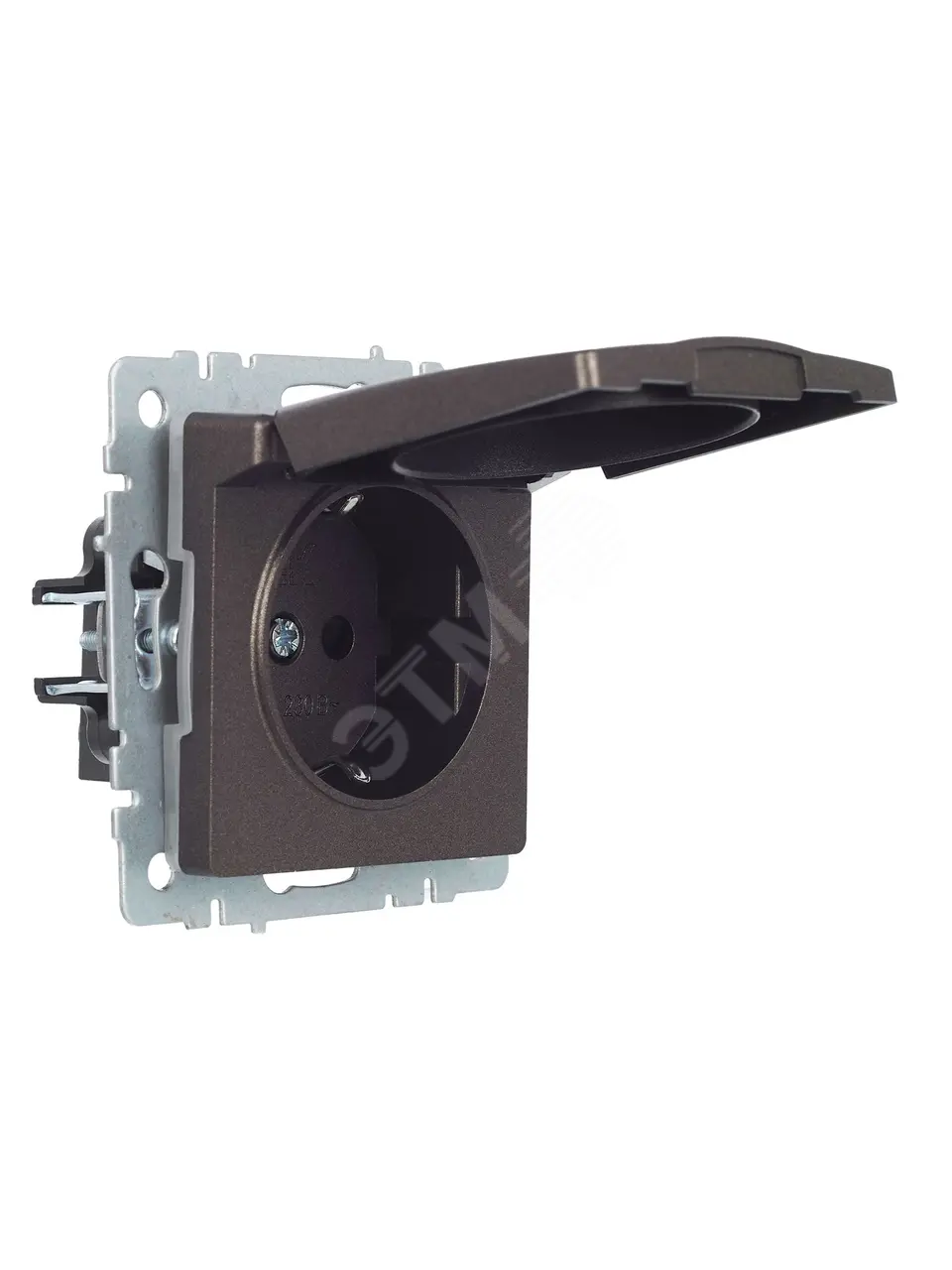 Розетка BRITE РСбш10-3-44-БрТБ 16А IP44 с заземл. защ. шторки с крышкой бронза BR-R16-16-44-K45