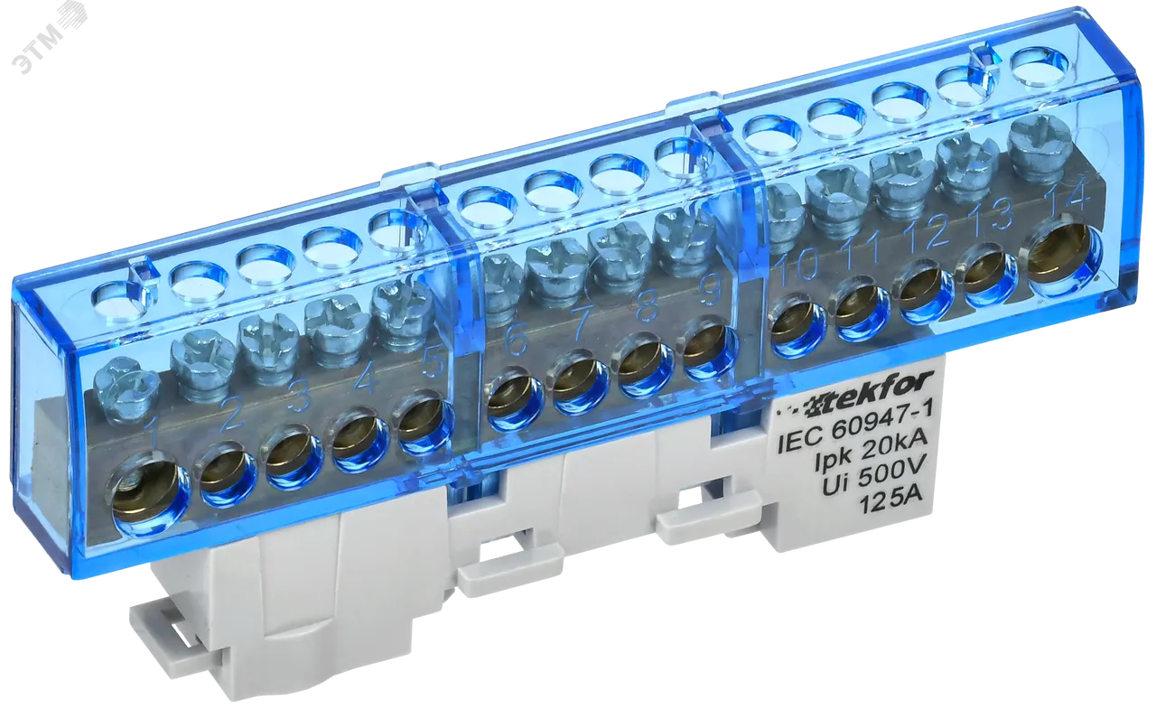 TEKFOR Шина N ноль изолированная на универсальном держателе 8х12-14-С IEK TF-NN20-14-KL-K07