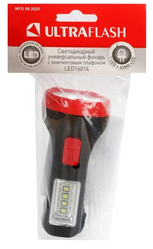 Фонарь LED16014 1 + 4SMD LED 2 реж. 1XR6 пласт блист-пакет 14253