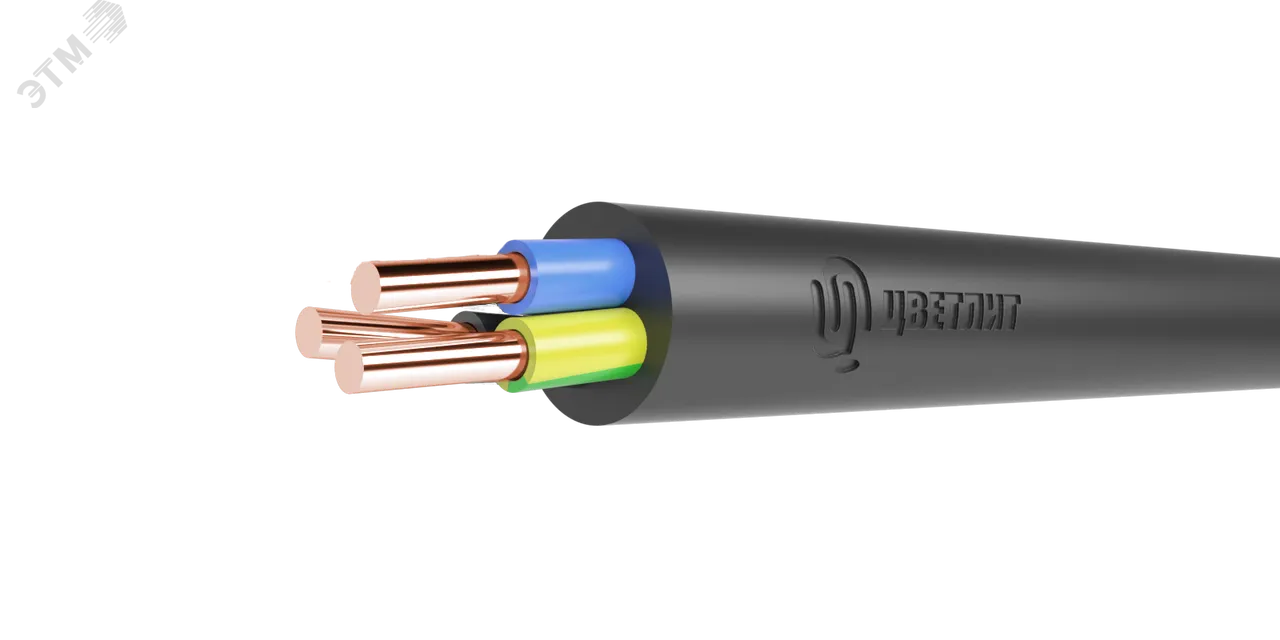 Провод ПВС 3х1.5 (2х1.5+1х1.5) 380В Ч (бухта) (м) 00-00148759