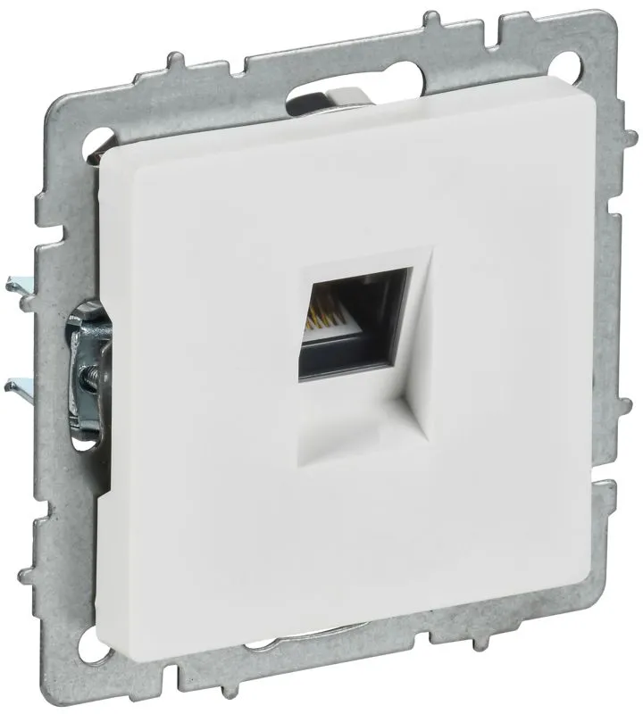 BRITE Розетка компьютерная RJ45 кат.5E РК10-БрАБ арктический белый IEK BR-K10-1-K91