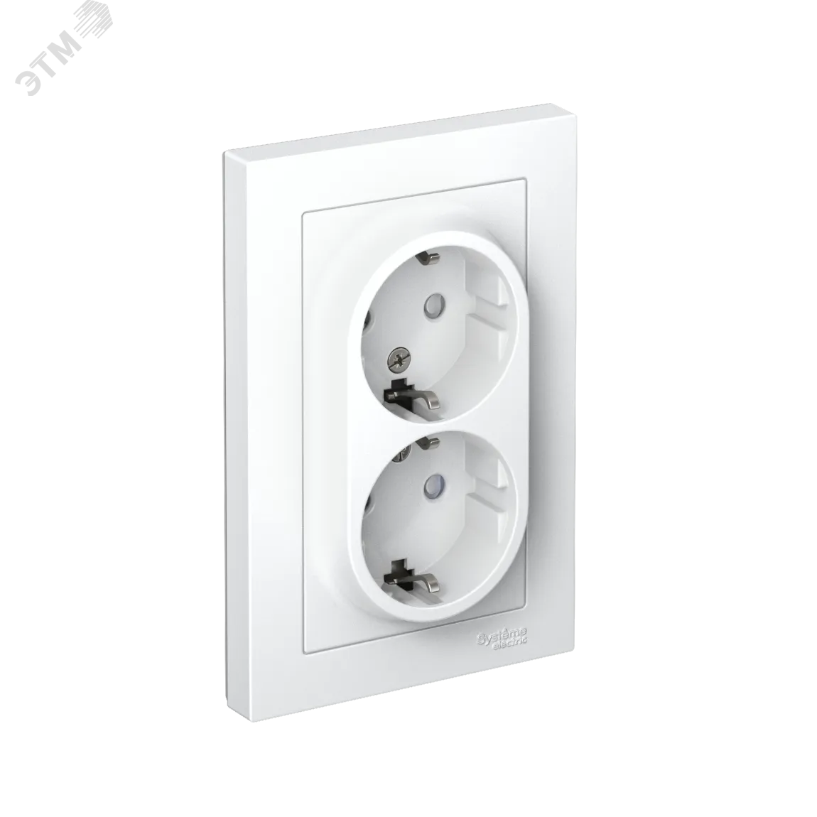 Розетка 2-м СП AtlasDesign 16А IP20 с заземл. защ. шторки в сборе бел. SE ATN000126